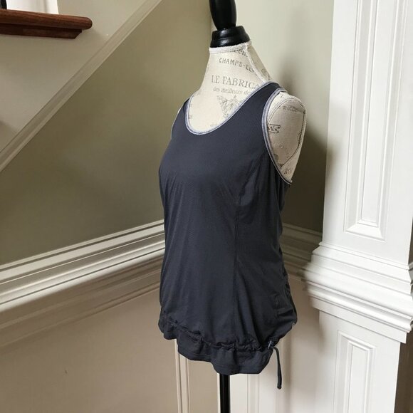 Lululemon Racerback Run Tank Top Womens 8 Gray Cinch Waist Hem Sleeveless Yoga - Picture 8 of 13